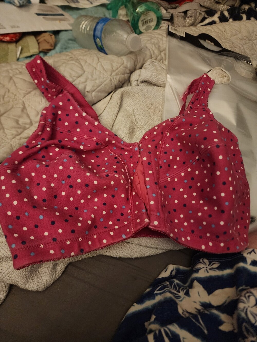 Women's Polka Dot Full Coverage Bra - Pink Front Hook